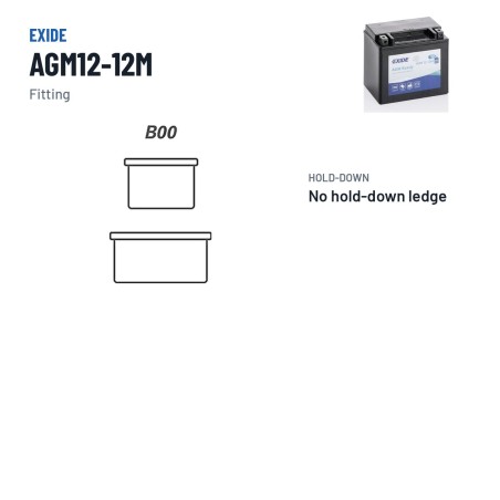 Bateria de mota Exide AGM12-12M 12V 12Ah 200A AGM – terminal e fixação