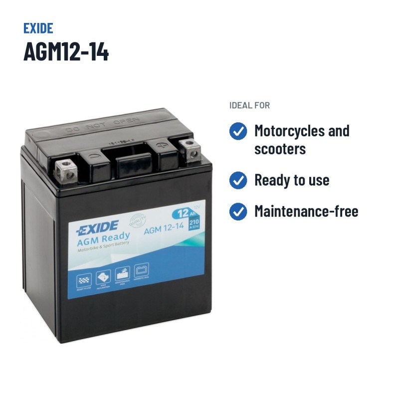 Motorradbatterie Exide AGM12-14 12V 12Ah 210A AGM – empfohlene Einsatzbereiche