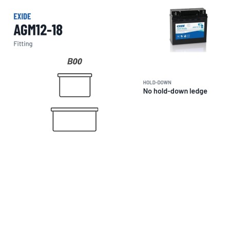 Batterie moto Exide AGM12-18 12V 18Ah 250A AGM – bornes et fixation