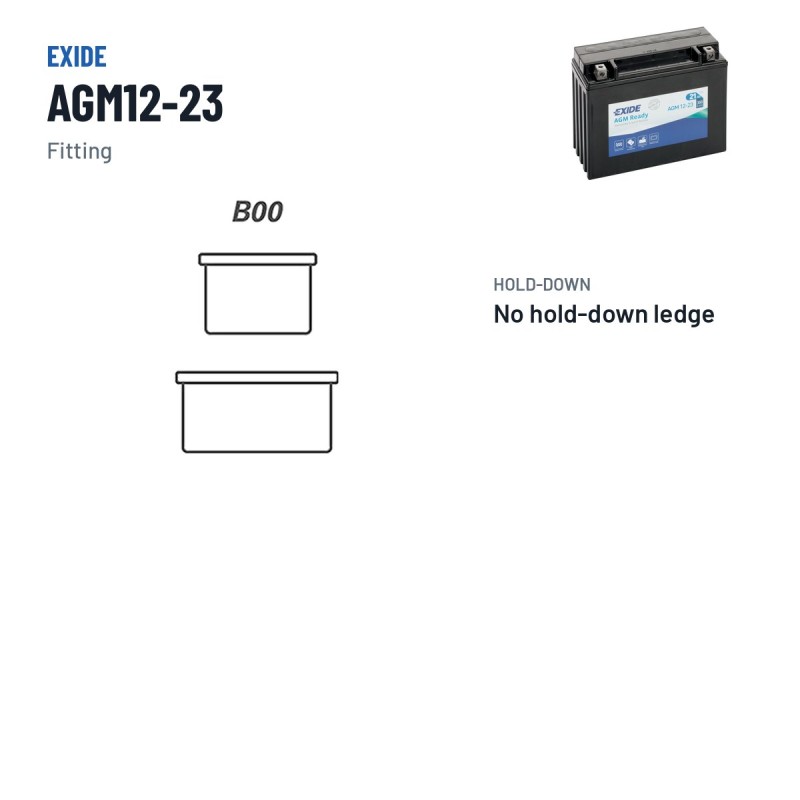 Batteria moto Exide AGM12-23 12V 21Ah 350A AGM – terminali e fissaggio