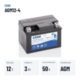 Bateria de mota Exide AGM12-4 12V 3Ah 50A AGM – dados principais