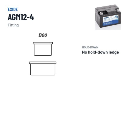 Bateria de mota Exide AGM12-4 12V 3Ah 50A AGM – terminal e fixação