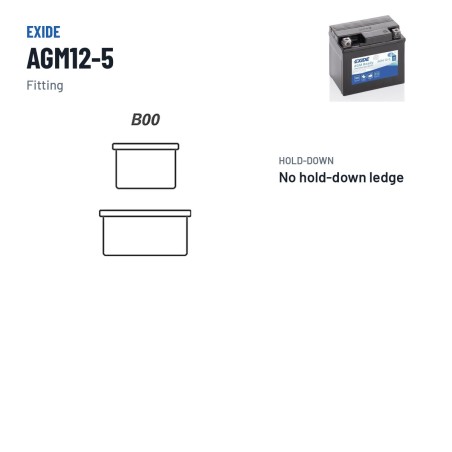 Batterie moto Exide AGM12-5 12V 4Ah 70A AGM – bornes et fixation