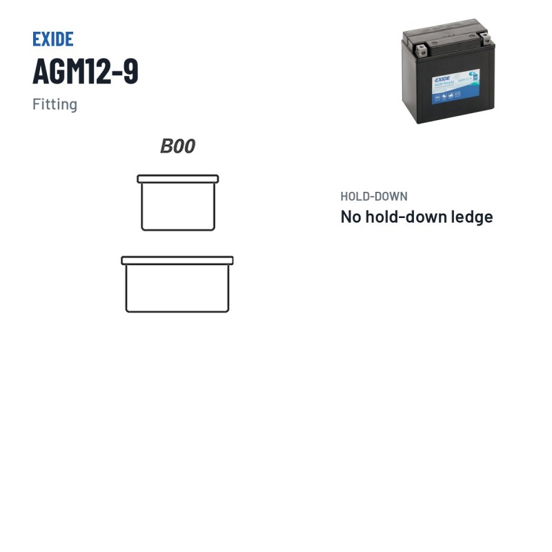 Bateria de mota Exide AGM12-9 12V 9Ah 120A AGM – terminal e fixação