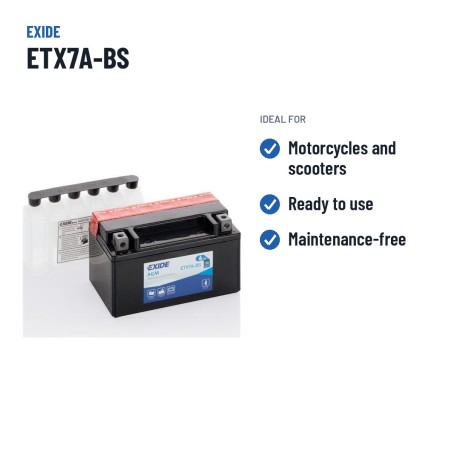 Motorcycle battery Exide ETX7A-BS 12V 6Ah 90A AGM – recommended uses