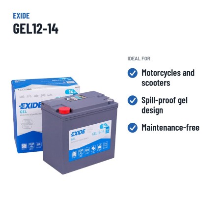 Batería de moto Exide GEL12-14 12V 14Ah 150A GEL – usos recomendados