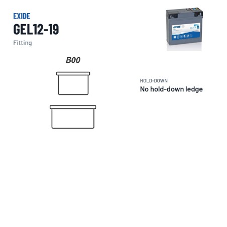 Batteria moto Exide GEL12-19 12V 19Ah 170A GEL – terminali e fissaggio