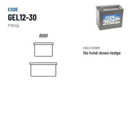 Bateria de mota Exide GEL12-30 12V 30Ah 180A GEL – terminal e fixação