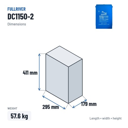 Batteria nautica Fullriver DC1150-2 2V 1150Ah 4500A AGM – dimensioni 295 × 179 × 411 mm
