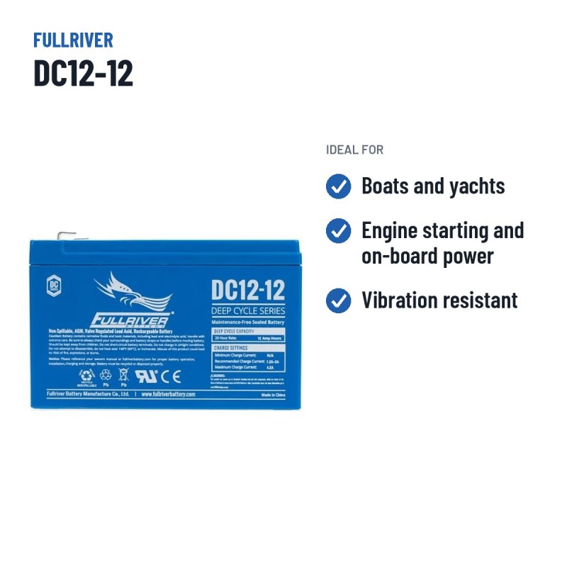 Batteria nautica Fullriver DC12-12 12V 12Ah AGM – usi consigliati