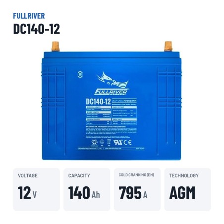 Bootsbatterie Fullriver DC140-12 12V 140Ah 795A AGM – wichtigste Daten