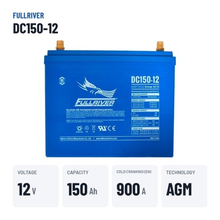 Marine battery Fullriver DC150-12 12V 150Ah 900A AGM – key specs