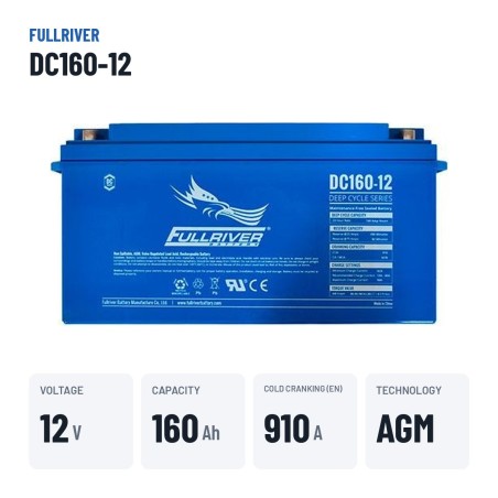 Bootsbatterie Fullriver DC160-12 12V 160Ah 910A AGM – wichtigste Daten
