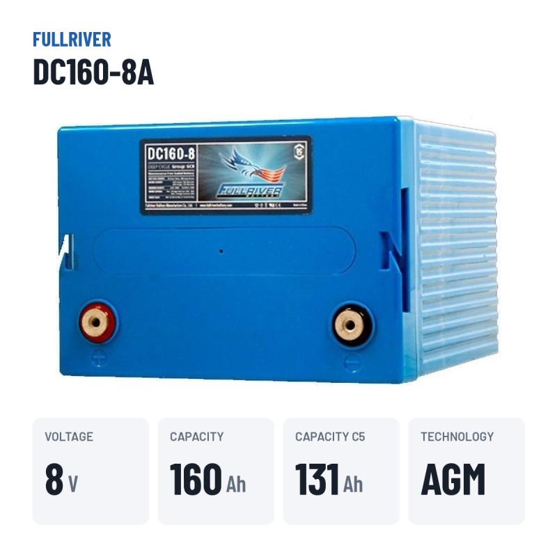 Marine battery Fullriver DC160-8A 8V 160Ah AGM – key specs