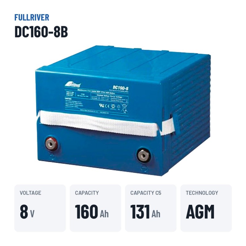Bateria náutica Fullriver DC160-8B 8V 160Ah AGM – dados principais