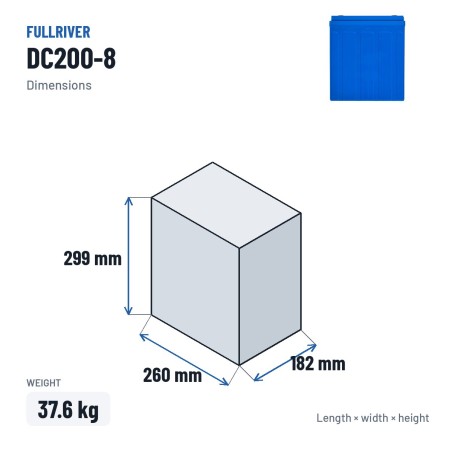 Marine battery Fullriver DC200-8 8V 200Ah 1150A AGM – dimensions 260 × 182 × 299 mm