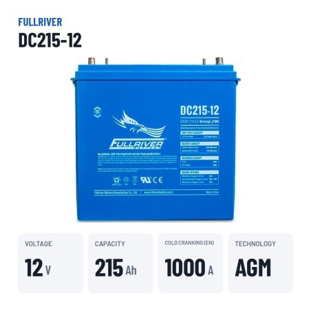 Batterie marine Fullriver DC215-12 12V 215Ah 1000A AGM – caractéristiques clés