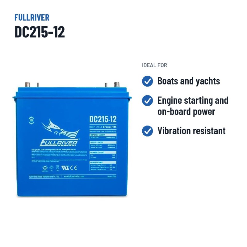 Marine battery Fullriver DC215-12 12V 215Ah 1000A AGM – recommended uses