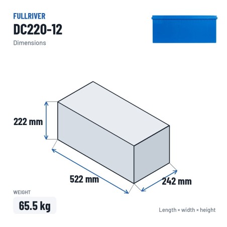 Batterie marine Fullriver DC220-12 12V 220Ah 1150A AGM – dimensions 522 × 242 × 222 mm