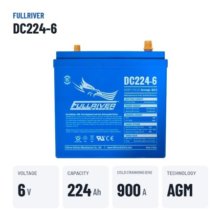 Batteria nautica Fullriver DC224-6B 6V 224Ah AGM – dati principali
