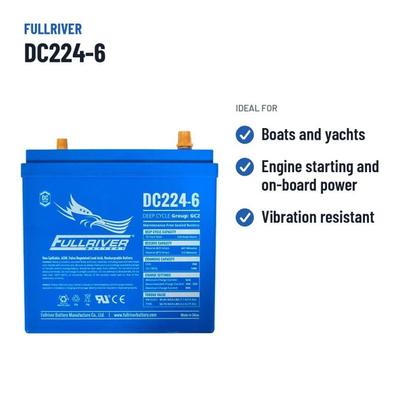 Batteria nautica Fullriver DC224-6B 6V 224Ah AGM – usi consigliati