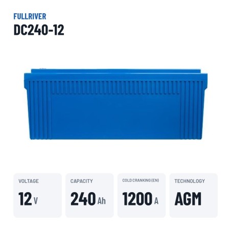 Batterie marine Fullriver DC240-12 12V 240Ah 1200A AGM – caractéristiques clés