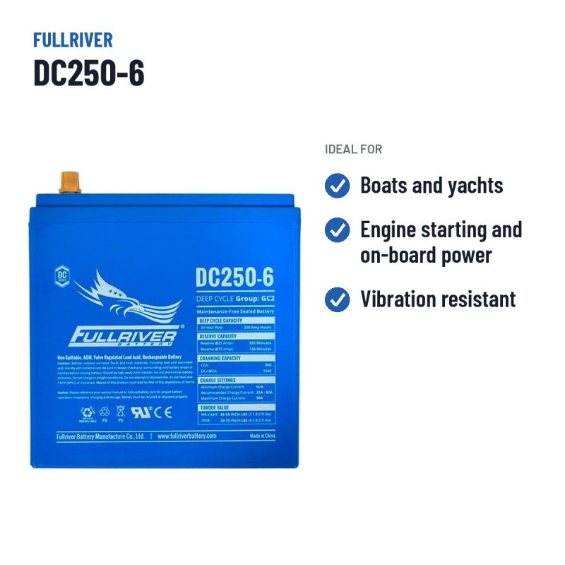 Batteria nautica Fullriver DC250-6 6V 250Ah 960A AGM – usi consigliati