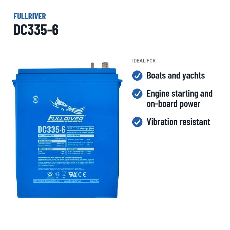 Bateria náutica Fullriver DC335-6 6V 335Ah 1300A AGM – utilizações recomendadas