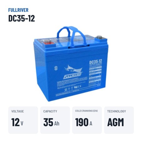 Batterie marine Fullriver DC35-12A 12V 35Ah AGM – caractéristiques clés