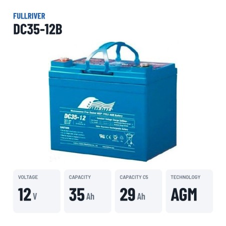 Marine battery Fullriver DC35-12B 12V 35Ah 190A AGM – key specs