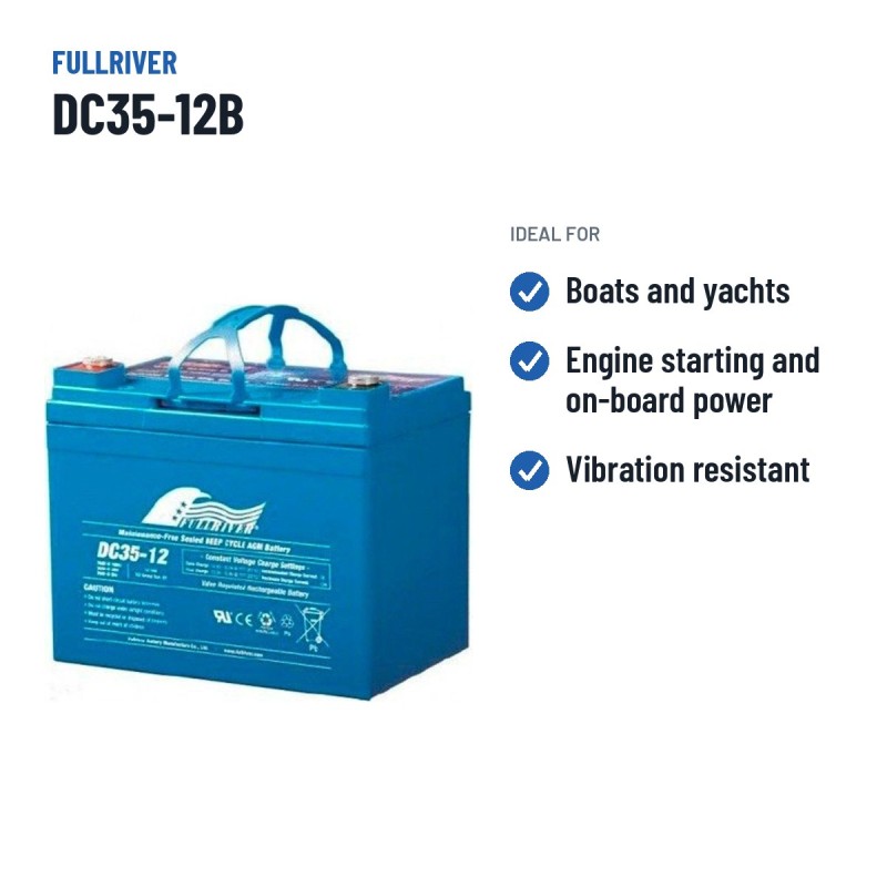 Marine battery Fullriver DC35-12B 12V 35Ah 190A AGM – recommended uses