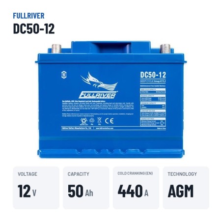 Batteria nautica Fullriver DC50-12A 12V 50Ah AGM – dati principali