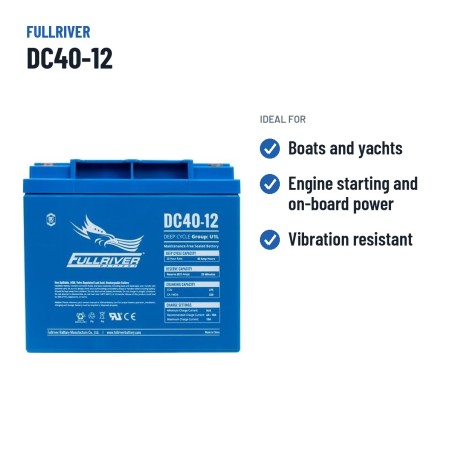 Batterie marine Fullriver DC40-12 12V 40Ah 275A AGM – utilisations recommandées