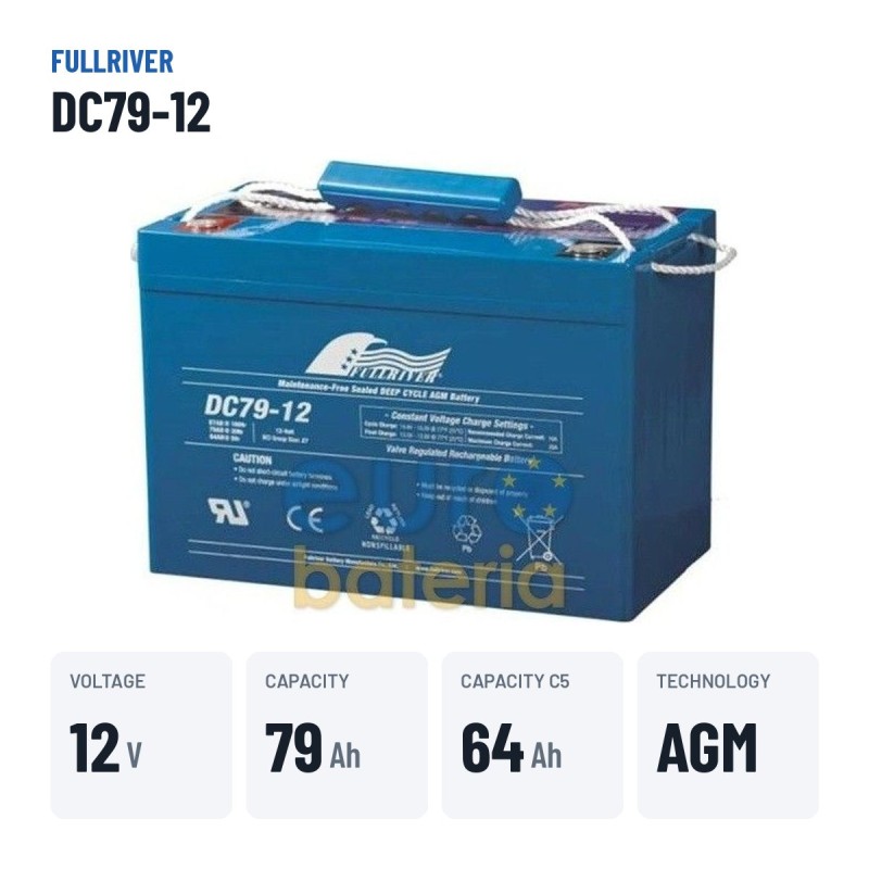 Marine battery Fullriver DC79-12 12V 79Ah 600A AGM – key specs
