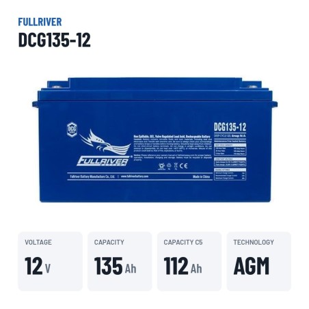 Bateria de caravana Fullriver DCG135-12 12V 135Ah AGM – dados principais