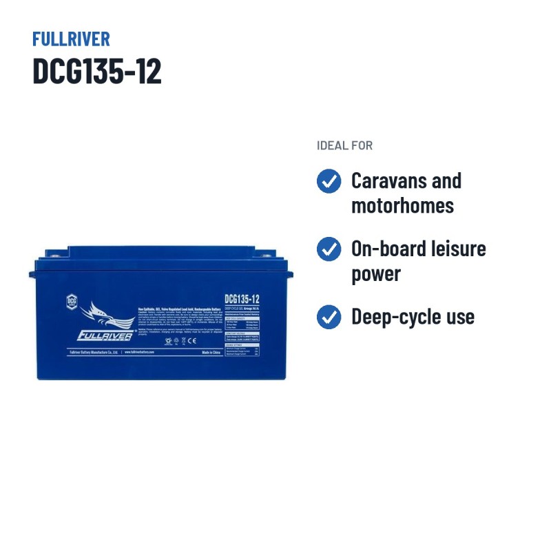 Caravan battery Fullriver DCG135-12 12V 135Ah AGM – recommended uses