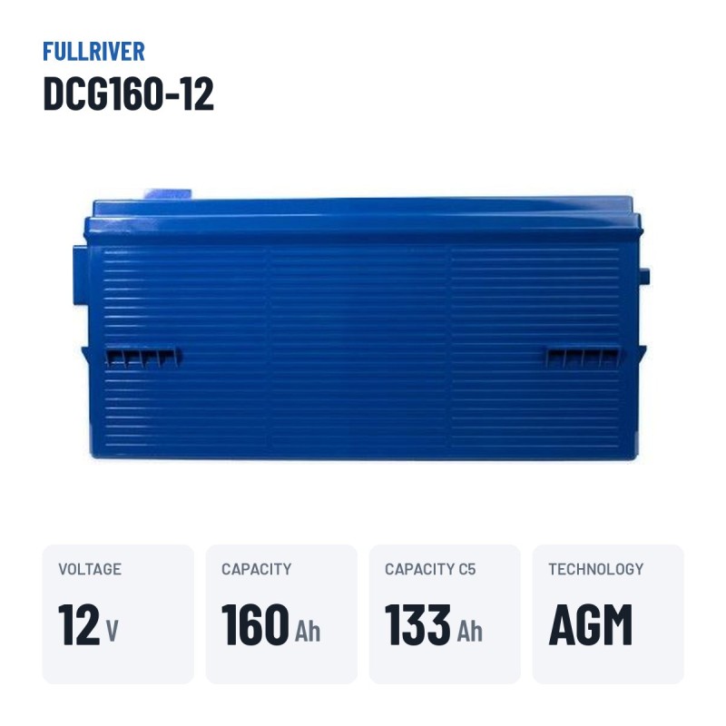 Bateria de caravana Fullriver DCG160-12 12V 160Ah AGM – dados principais