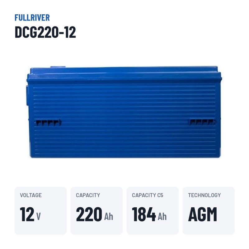 Bateria de caravana Fullriver DCG220-12 12V 220Ah AGM – dados principais