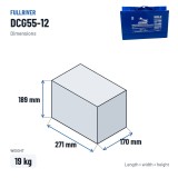 Batteria per carrozzina Fullriver DCG55-12 12V 55Ah AGM – dimensioni 271 × 170 × 189 mm