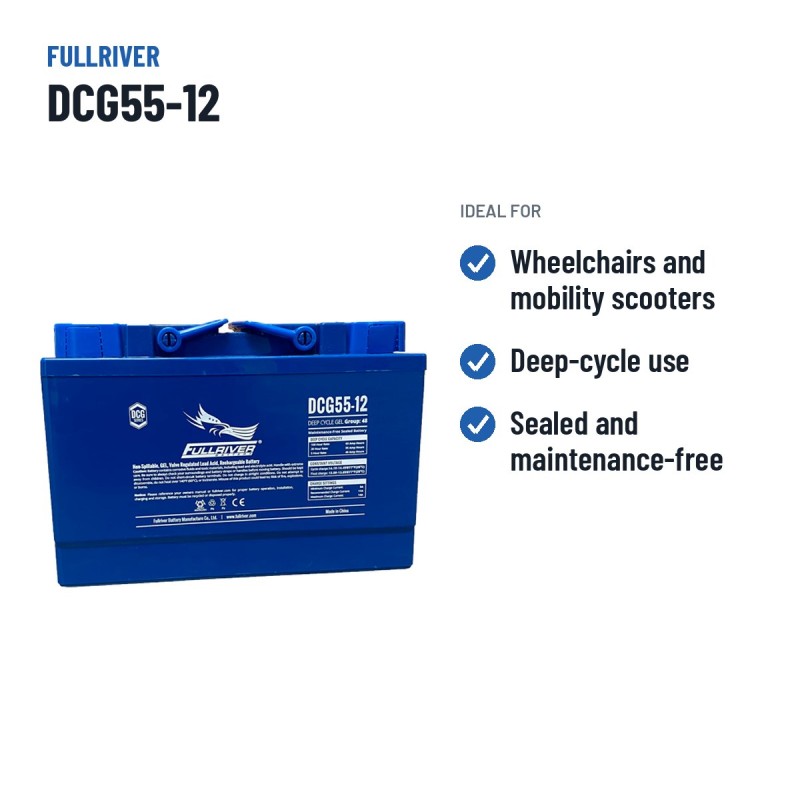Batteria per carrozzina Fullriver DCG55-12 12V 55Ah AGM – usi consigliati