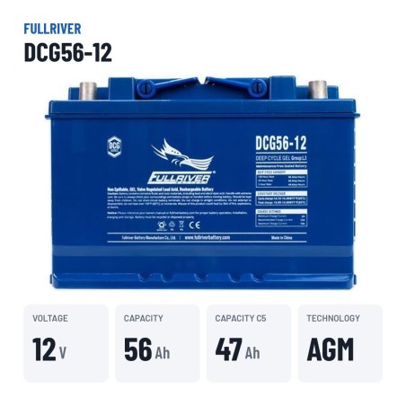 Wheelchair battery Fullriver DCG56-12 12V 56Ah AGM – key specs