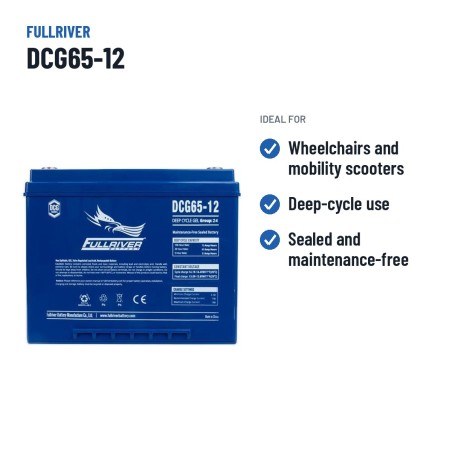 Bateria de cadeira de rodas Fullriver DCG65-12 12V 65Ah AGM – utilizações recomendadas