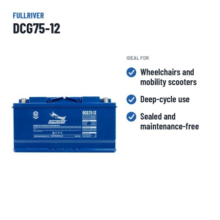 Bateria de cadeira de rodas Fullriver DCG75-12 12V 75Ah AGM – utilizações recomendadas