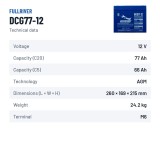 Bateria de cadeira de rodas Fullriver DCG77-12 12V 77Ah AGM – ficha técnica