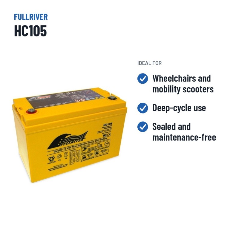 Rollstuhlbatterie Fullriver HC105 12V 105Ah 1050A AGM – empfohlene Einsatzbereiche
