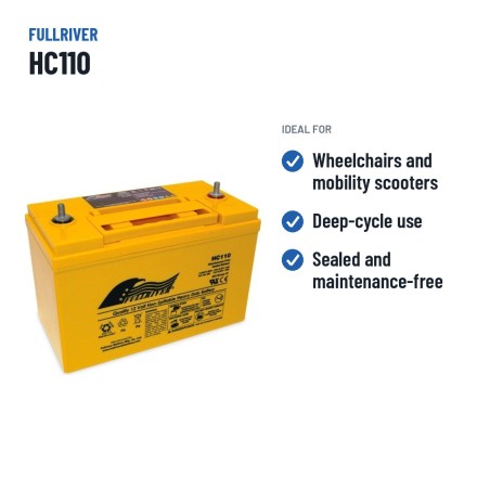 Wheelchair battery Fullriver HC110 12V 110Ah 1100A AGM – recommended uses