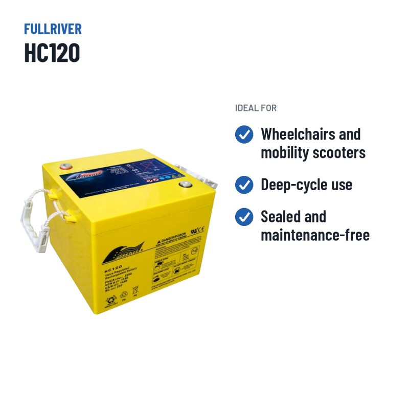 Batteria per carrozzina Fullriver HC120 12V 120Ah 1150A AGM – usi consigliati