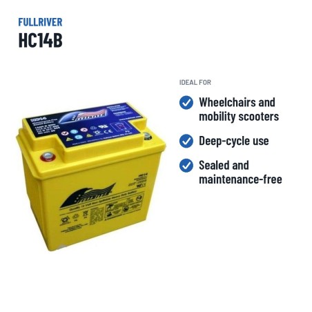 Batterie fauteuil roulant Fullriver HC14B 12V 14Ah 185A AGM – utilisations recommandées