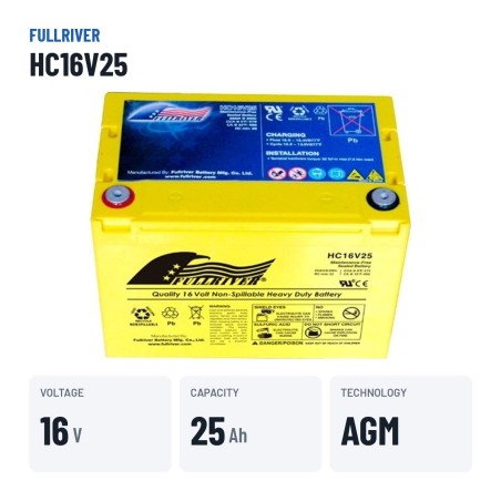 Batterie fauteuil roulant Fullriver HC16V25 16V 25Ah 375A AGM