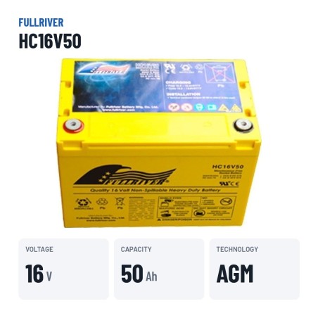 Batteria per carrozzina Fullriver HC16V50 16V 50Ah 570A AGM – dati principali